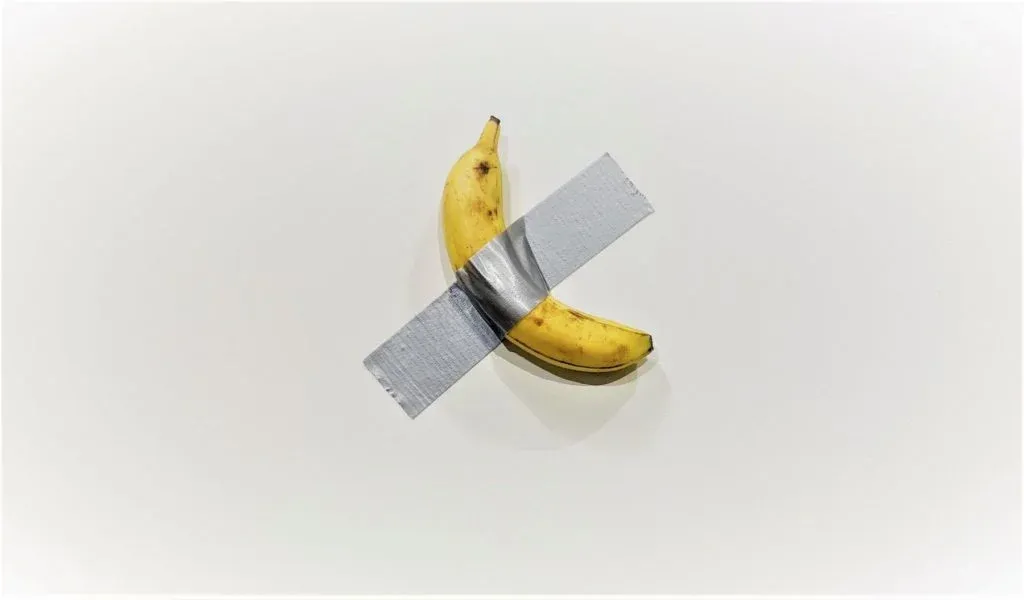 Maurizio Cattelan's Comedian, for sale from Perrotin at Art Basel Miami Beach. Photo by Sarah Cascone.