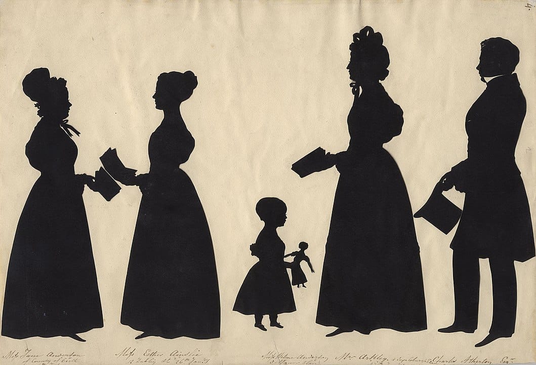 Jane Anderson; Esther Ainslie; Helena Anderson; Mrs Arkley; Charles Atherton by Auguste Edouart