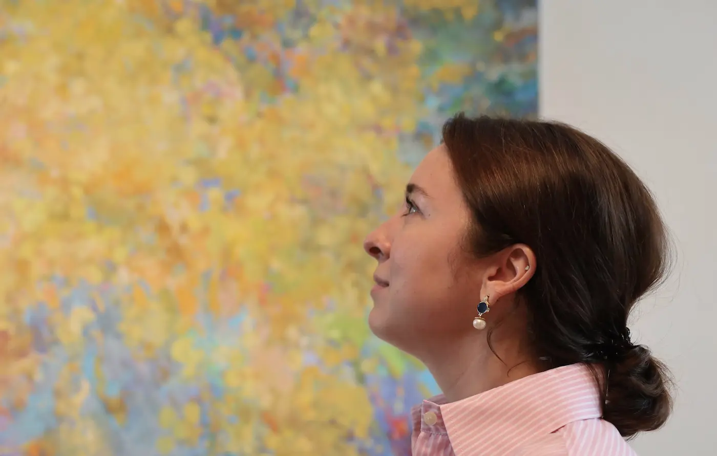 Sofia and "Mimosa" painting by Julia Chemerys
