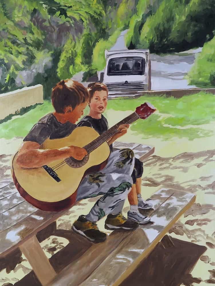 2 singers Painting by Karine Bartoli
