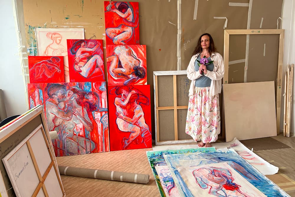 Yuliia Levytska in her studio